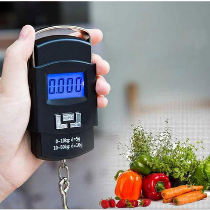 FIXER Electronic Portable Fishing Hook Type Digital LED Screen Luggage Weighing Scale, 50 kg Digital Weighing Scale (Black