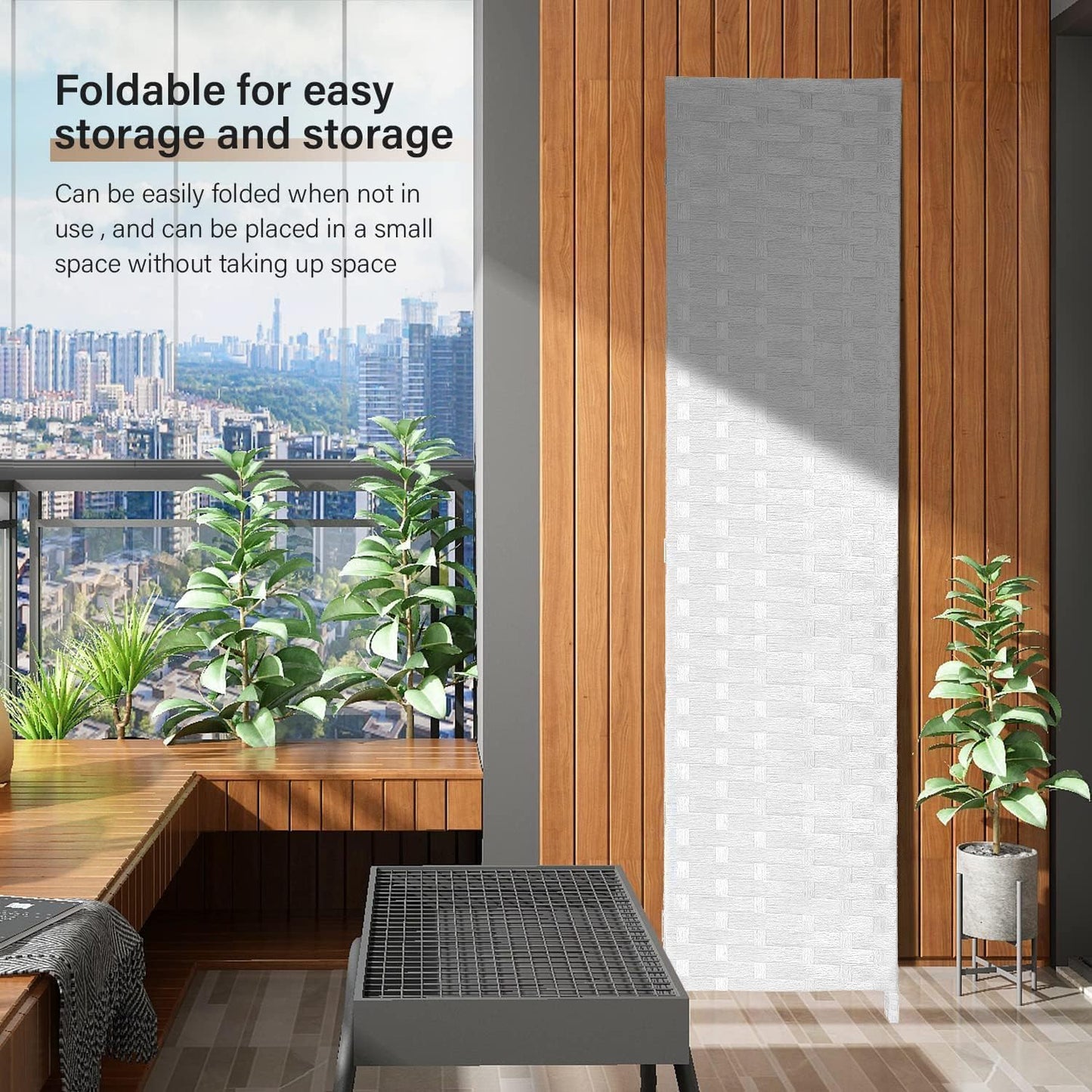 Fixer Foldable & Movable Hand-Woven Room Divider [200 x 180 cm] – Stretch Partition for Office, Bedroom, Living Room, Hotel Wall