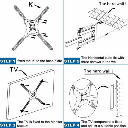 Swing/Movable TV Wall Mount Bracket Arm Folding for 14"-55" Universal LED LCD Plasma