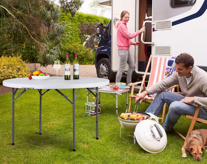 Round All-Occasion Plastic Folding Event Table, Foldable Portable Banquet Table for Indoor | Outdoor Events | White | DIA 150 * 75cm