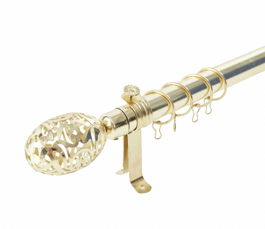 Adjustable Metal Curtain Rod with Decorative Goose Egg Finial – 2m Telescopic Pole