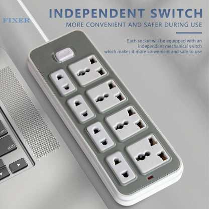 FIXER 5-Meter Multi-Plug Extension Board – 8 Universal Sockets with Power Switch, Surge Protection & Long Wire for Home, Office, and Appliances