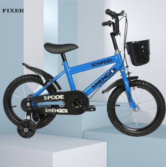 FIXER Kids Bicycle 14-Inch with Training Wheels, Basket & Adjustable Seat – Steel Frame – For Boys & Girls (Age 3+ Years)