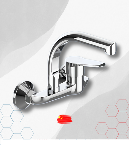 Wall-Mounted Kitchen Sink Mixer Faucet – 304 Stainless Steel | 360° Rotating Spout | Hot & Cold Water | Easy Installation