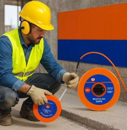 FIXER 30m*12.5mm Long Fiberglass Measuring Tape, Gauge Measure Ruler Tools for DIY or Building Requirements Surveyors and Engineers Site use Measurements with Metric