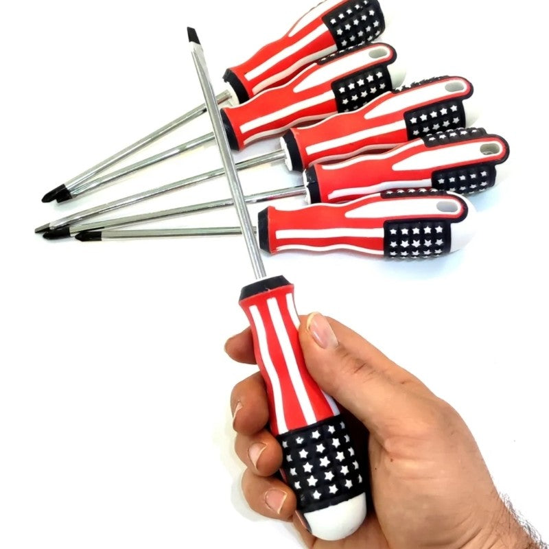 6-Piece Screwdriver Set – High-Carbon Steel Phillips & Flat Head with Anti-Slip Handle